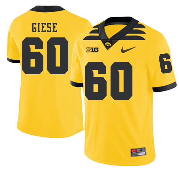 2019 Men #60 Jacob Giese Iowa Hawkeyes College Football Alternate Jerseys Sale-Gold